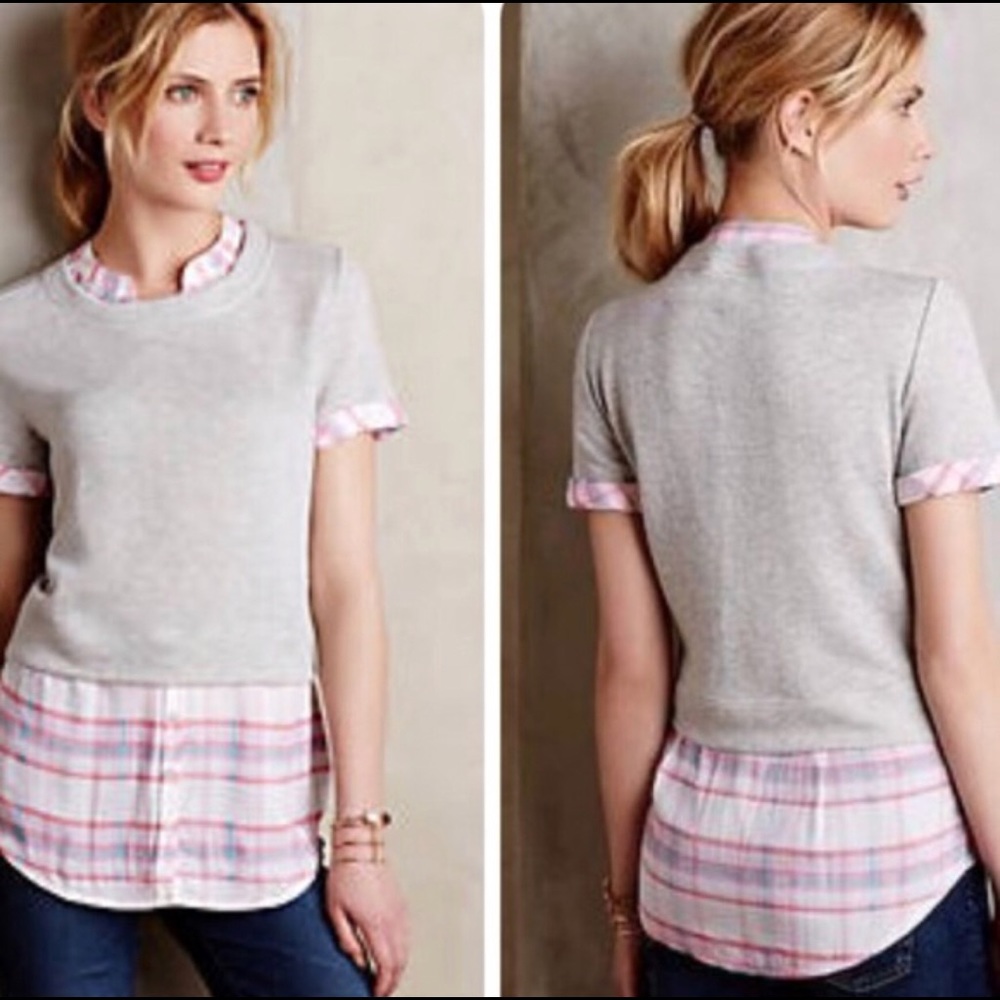 Anthropologie Picnic Plaid layered shirt